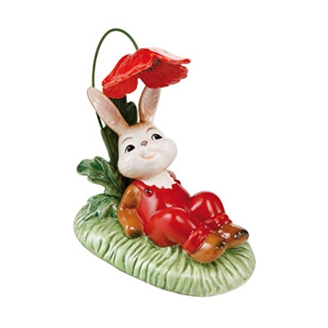 Goebel Schattiges Plätzchen Osterhase, Steingut, Mehrfarbig, 13x12x7,5cm