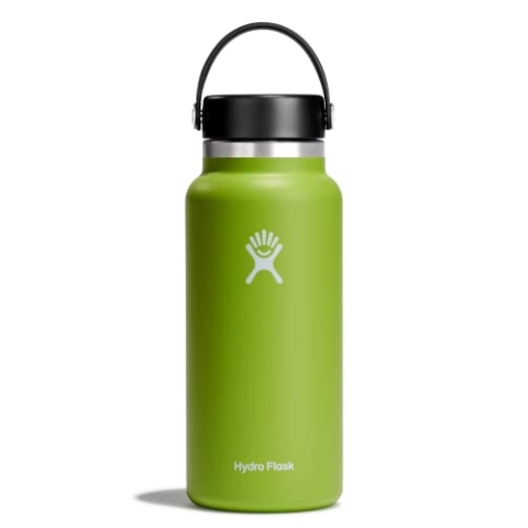 HYDRO FLASK - Trinkflasche 946ml (32oz) - Isolierte Wasserflasche aus Edelstahl - Sportflasche mit auslaufsicherem Flex Cap-Deckel & Gurt - Thermoflasche Spülmaschinenfest - Weite Öffnung - Seagrass