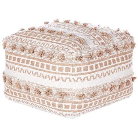 Quadratischer Pouf Fußhocker mit EPS-Füllung Abnehmbarer Bezug Baumwollgewebe Beige Karaw