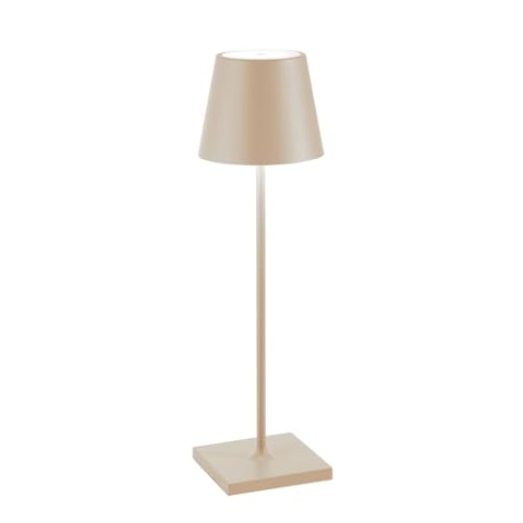 Zafferano, Poldina Pro Lampe, Kabellose, Wiederaufladbare Tischlampe mit Touch Control, Auch für den Außenbereich Geeignet, Dimmer, 2200-3000 K, Höhe 38 cm, Farbe Sand
