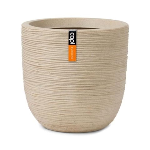 Capi Europe - Blumentopf Kugel Waste Rib NL - 35x34 - Terrazzo beige - Öffnung Ø29 - Blumentopf für den Innen- und Außeneinsatz - Bruchsicher - 100% recycelbar - KTBR932