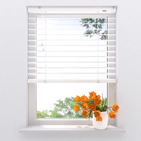 Radeco® Aluminium Jalousie 90 x 180 cm Matt Weiß 50mm lamellen, Größen von 60 bis 240 Breite, alu Jalousie, lamellenrollo, jalousien, Fenster jalousien innen, Jalousie Aluminium