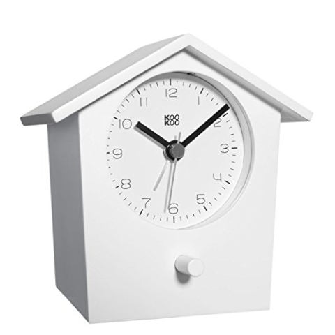 KOOKOO EarlyBird Weiß, Wecker mit Vogelmelodie (Originalaufnahme) oder Dreiklangton