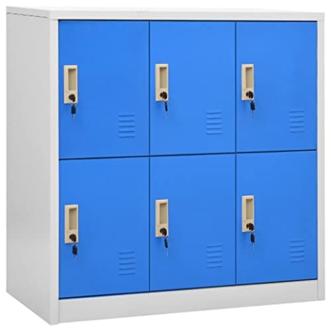 vidaXL 5X Schließfachschrank Spind Umkleideschrank Metallschrank Stahlschrank Fächerschrank Garderobenschrank Schrank Hellgrau Blau 90x45x92,5cm Stahl