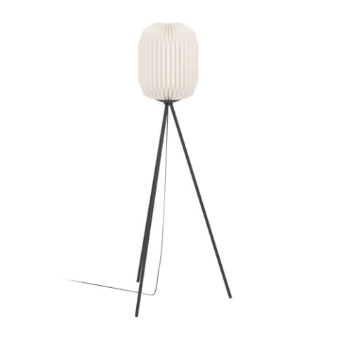 EGLO Stativ Stehleuchte Belgrave, Stehlampe Japanisch aus Metall in Schwarz und Papier in Weiß, Dreibein Standleuchte Wohnzimmer, FSC, Wohnzimmerlampe mit E27 Fassung