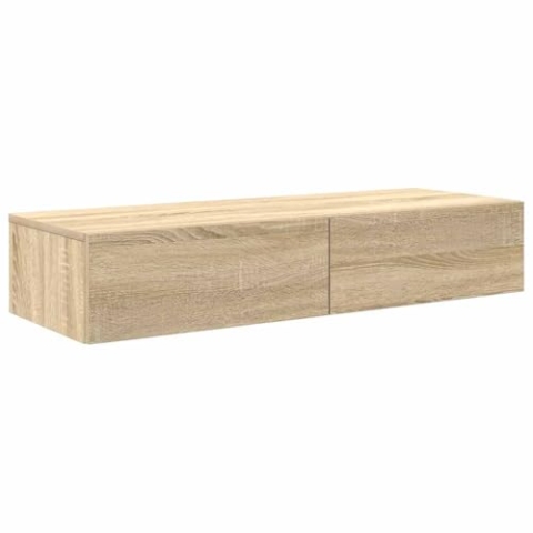 vidaXL Wandregal Mit Schubladen Sonoma-Eiche 100x36x19cm Holzwerkstoff, Wandschrank, Schweberegal, Wandablage
