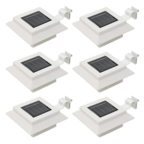 vidaXL 6x Solarleuchte LED Quadrat 12cm Weiß Solarlampe Dachrinnen Außenlampe