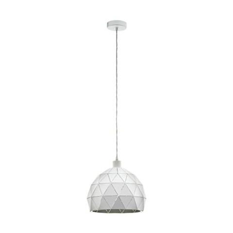 EGLO Pendellampe Roccaforte, 1 flammige Pendelleuchte, Hängelampe aus Stahl, Weiß, Fassung: E27, Ø 40 cm