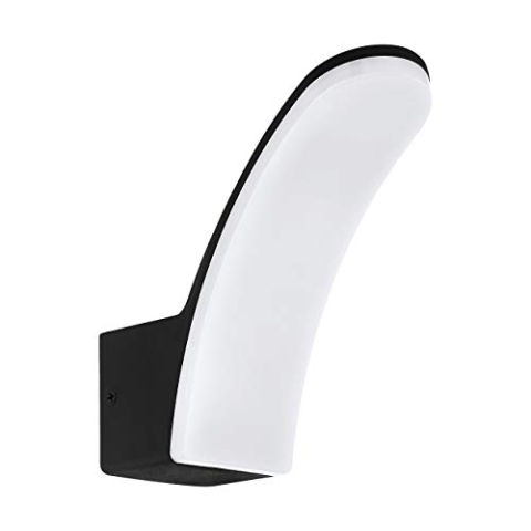 EGLO LED Außen-Wandlampe Fiumicino, 1 flammige Außenleuchte, Wandleuchte aus Alu, Kunststoff, Farbe: Schwarz, weiß, IP44