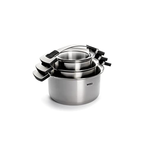 Woll Concept PRO 6tlg. Kochtopfset-Induktiv-Geeignet für alle Herdarten, Edelstahl, backofenfest bis zu 220°, Silber, 24 cm