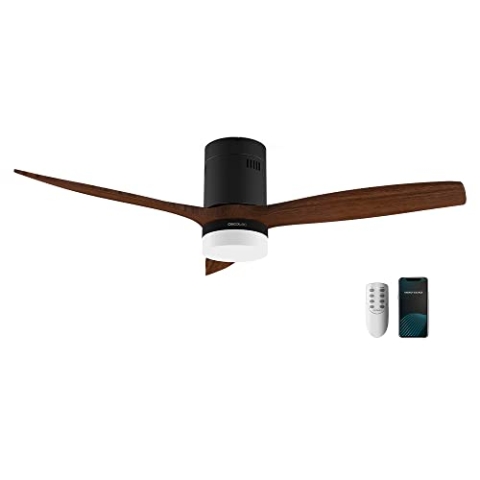 Cecotec Deckenventilator mit Licht und WiFi EnergySilence Aero 5600 Black Aqua Connected, 40W, 52”, 3 Flügel, Fernbedienung, IP44, Winter-Sommer-Modus, Timer, Wi-Fi-Steuerung und Fernbedienung