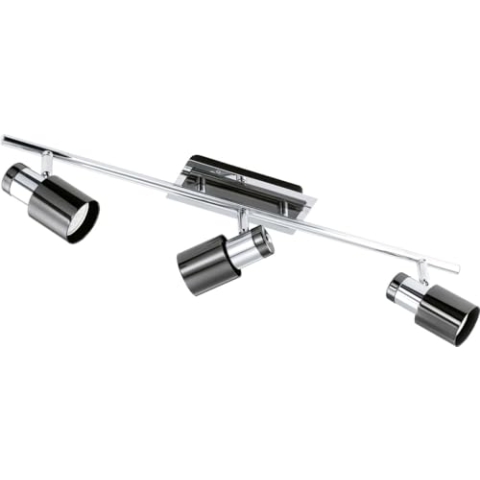 EGLO LED Deckenlampe Davida 1, 3 flammige Deckenleuchte, Deckenspot aus Metall in Chrom, Nickel-Nero, Wohnzimmerlampe, Spot inkl. GU10 Leuchtmittel, warmweiß