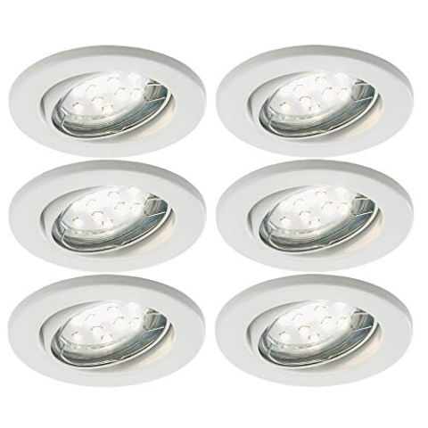 Trango 6er Set 6729-066MOSD LED Einbaustrahler in matt Weiß Rund inkl. 6x 5 Watt 3-Stufen dimmbar Ultra Flach LED Modul Leuchtmittel 3000K warmweiß, Einbauleuchte, Deckenstrahler, Deckenleuchte