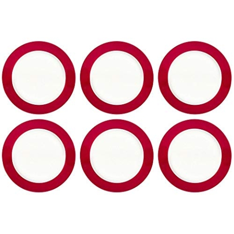 Ritzenhoff & Breker Doppio Dessertteller, 6er Set, Kuchenteller, Frühstücksteller, Porzellan, Rot, Ø 20 cm, 515589