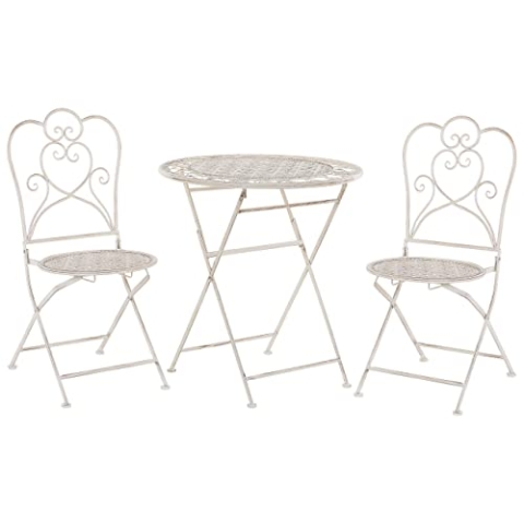 Garten Bistro Set Balkonset Balkonmöbel beige 2 Stühle Klapptisch Metall Trieste