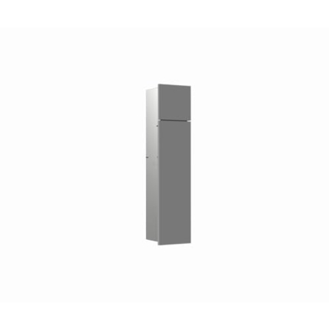 Emco Asis Pure Unterputz-WC-Modul, Badezimmerschrank als Klobürsten- und Toilettenpapierhalter mit extra Fach, Hochschrank mit Push to Open-Funktion und Anschlag rechts, grau matt