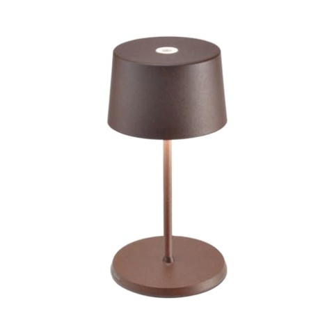 Zafferano, Olivia Mini Lampe, Tragbare und Wiederaufladbare Tischlampe mit Touch Control, Geeignet für Wohnzimmer und Außenbereich, Dimmer, 2700-3000 K, Höhe 22 cm, Farbe Corten