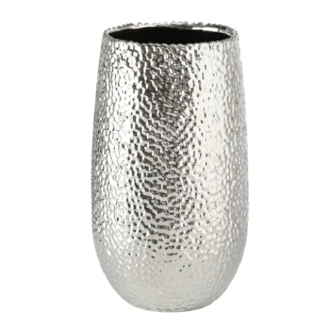 Boltze Lajos (Farbe Silber, Höhe 31 cm, Blumentopf, Metallic-Optik, Elegante Vase, Dekoobjekt, Dekoration) 5339500, P323411
