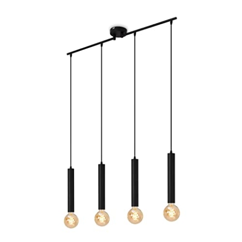 BRILONER Leuchten - Pendelleuchte retro, Pendellampe, vintage, Hängelampe, Esszimmerlampe, E27 Fassung, Schwarz, 850x100x1100 mm (LxBxH), 4031-045