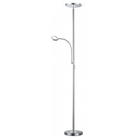Reality Leuchten R42752107 Ackbar A+, LED Stehleuchte, Metall, 18 watts, Integriert, Nickel matt, 31 x 31 x 182 cm