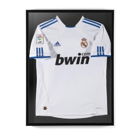 ACAZA Trikotrahmen 60x80 cm, Bilderrahmen für Fußballtrikot, Eishockey, Rugby-, NBA- und Radtrikot, Holz T-Shirt Frame mit Plexiglas, Schwarz