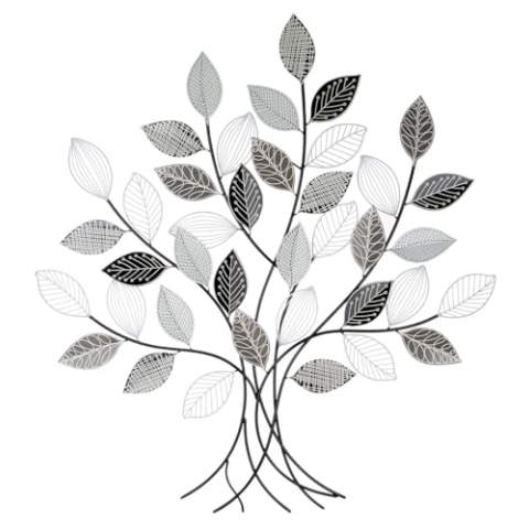 GILDE Wandrelief Graphic Metall Baum 107x100 cm matt grau/schwarz/weiß graphisch modern Dekoration Kunst Wohnaccessoire