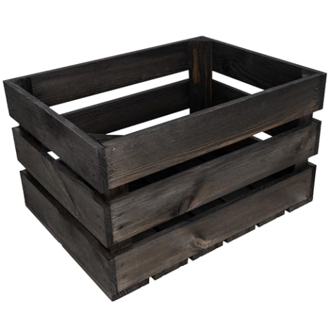 Creative Deco 3 x Kiste Holz Deko Holzkiste Schwarz | 40 x 30 x 23 cm | Geschliffen | Obstkiste Weinkisten Apfelkiste | Perfekt als Geschenkbox Spielzeugkiste Aufbewahrungskiste Osterdeko