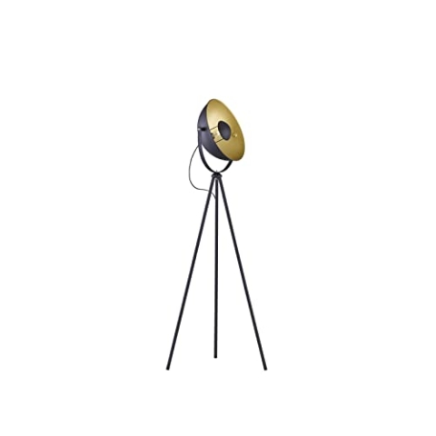 Reality Leuchten Chewy R40181032 Stehleuchte, Metall, Schwarz Matt/Goldfarbig
