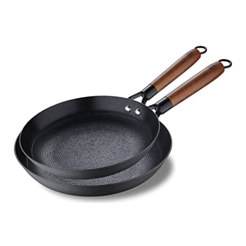 MasterPRO Odín | Wok de 24 cm + sartén de 28 cm | Juego de sartenes antiadherentes de 2 piezas | de hierro | mangos ergonómicos de madera | Juego de sartenes | para todo tipo de cocinas
