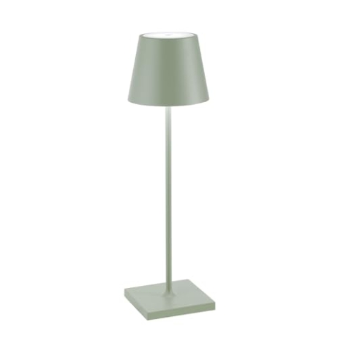 Zafferano, Poldina Pro Lampe, Kabellose, Wiederaufladbare Tischlampe mit Touch Control, Auch für den Außenbereich Geeignet, Dimmer, 2200-3000 K, Höhe 38 cm, Farbe Salbei