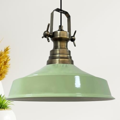 bamyum Asletl Hängelampe Industrial aus Metall Ø41 cm, Küchenlampe Vintage, Hängelampe Esstisch E27, Pendelleuchte Minzgrün, Wohnzimmerlampe Hängend Vintage, Pendelleuchte Esstisch