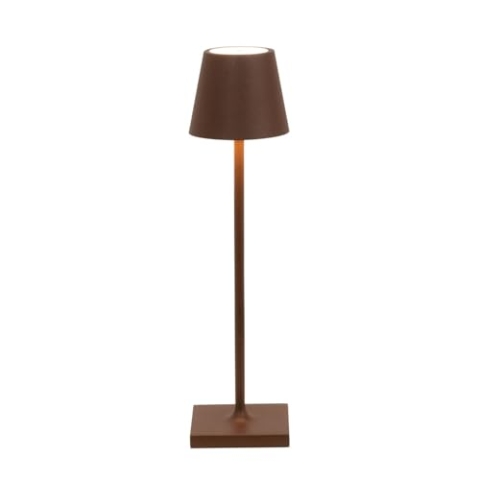 Zafferano, Poldina Micro Lampe, Kabellose, Wiederaufladbare Tischlampe mit Touch Control, Geeignet für Wohnzimmer und Außenbereich, Dimmer, 2200-3000 K, Höhe 27,5 cm, Farbe Corten