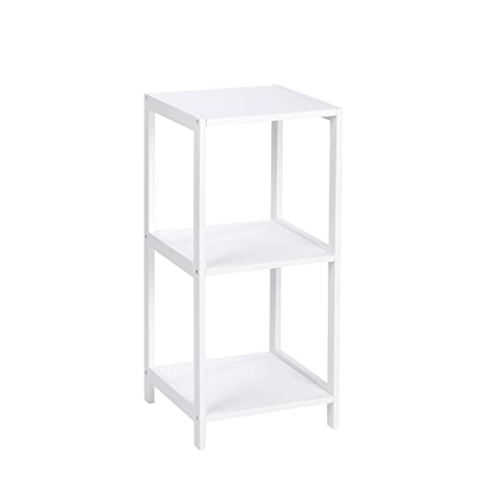 WENKO Regal Oslo 3 Etagen, Echtholz - Badregal im Landhausstil, Holz, 36 x 76 x 36 cm, Weiß