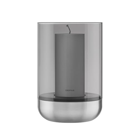 blomus Windlicht -Calma- | Kerzenhalter aus hochwertigem Stahl und Glas | Farbe Stainless Steel | Größe L | 15L x 15B x 22,5H cm | Indoor | exkl. Kerze