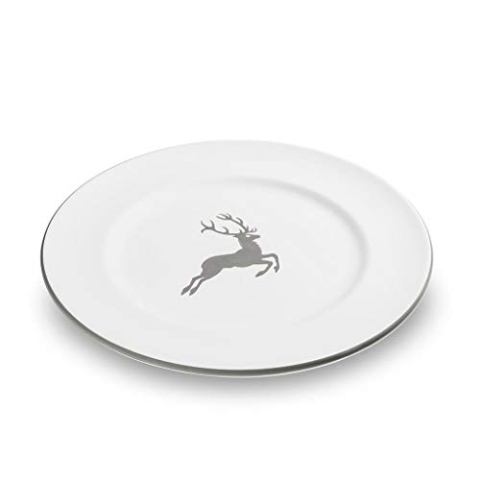 GMUNDNER KERAMIK Speiseteller Gourmet Durchmesser : 27 cm grauer Hirsch Geschirr, handgemacht in Österreich