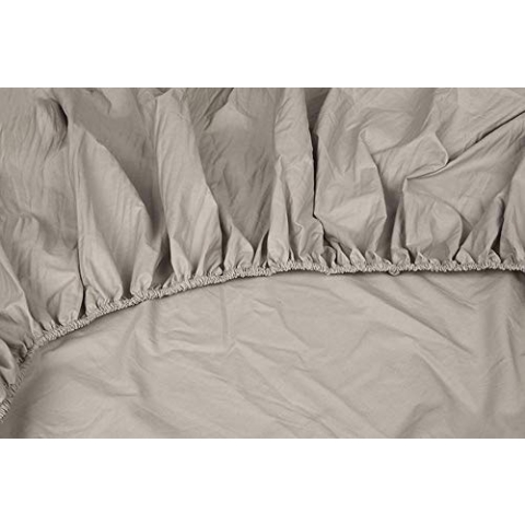 Kayori Shizu Perkalspannbettlaken 40cm Steg Größe 180x210-220cm Farbe Sand Uni Einfarbig Topper Baumwolllaken Betttuch Percale-Baumwolle Spannbetttuch Boxspringbett