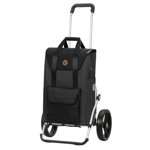 ANDERSEN Einkaufstrolley - Royal Shopper Senta 2.0 schwarz 49 L Einkaufswagen, stilvoll, wasserabweisend, Aluminium, klappbar, leise Räder