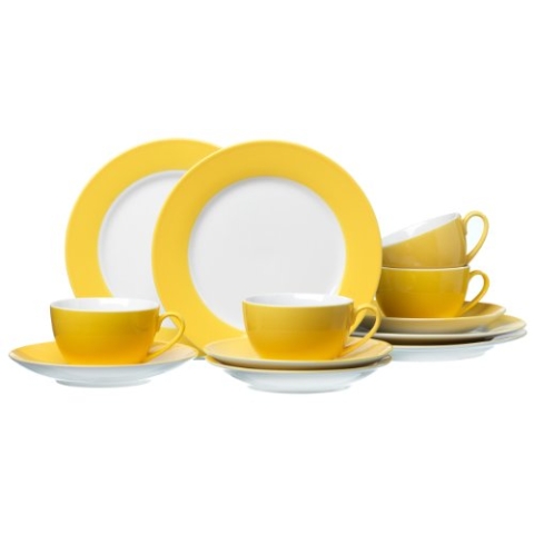 Ritzenhoff & Breker Kaffeeservice Doppio, 12-teilig, Porzellangeschirr, Gelb