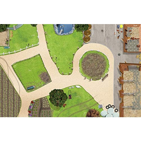 Bauernhof/Reiterhof Spielmatte (ähnlich Spielteppich) | SM01 | Hochwertige Spiel-Matte für das Kinder-Zimmer | ideales Zubehör für Schleich, Playmobil, Papo, Bullyland | 150 x 100 cm | STIKKIPIX