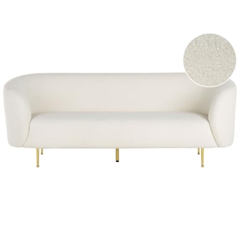 Beliani Klassisches Sofa im Art-Déco-Stil mit Armlehnen Metallgestell Bouclé weiß Loen