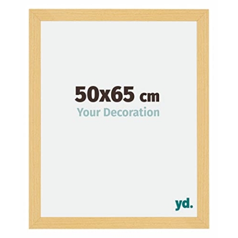 yd. Your Decoration - Bilderrahmen 50x65 cm - Buche Dekor - Billderrahmen aus MDF mit Acrylglas - Antireflex - 50x65 Rahmen - Mura