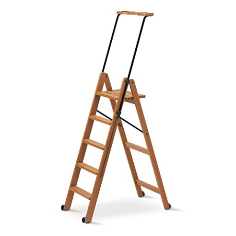 Arredamenti Italia Leiter 170/5 TUSCANIA; Holz - 5 Stufen - zusammenklappbar - mit Sicherheitssystem - Farbe: Kirsche Holz AR-It il Cuore del Legno