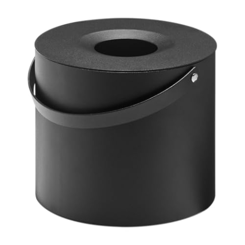 Yamazaki 1704 Tower Runde Taschentuchbox mit Griff, schwarz, Stahl, minimalistisch, 17 x 17 x 14 cm