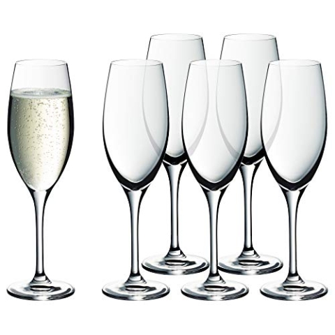 WMF Easy Plus Champagner-/ Sektgläser Set 6-teilig, 250ml, Kristallglas, spülmaschinenfest, transparent