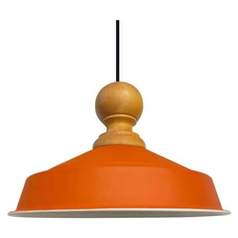bamyum Asletl Knob Pendelleuchte Esstisch Holz Ø41 cm, Hängelampe Esstisch Holz, Hängelampe Industrial Vintage, Küchenlampe Hängend Vintage, Wohnzimmerlampe Pendelleuchte Orange Metall Küchenlampe