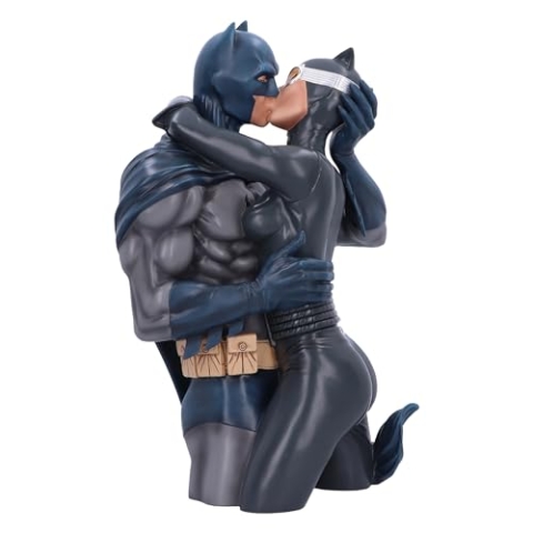 Nemesis Now Batman & Catwoman Büste 30 cm, Kunstharz, offizielles Lizenzprodukt, Batman & Catwoman küssendes Ornament, DC Hero Sammlerstück, gegossen aus feinstem Harz, fachmännisch handbemalt