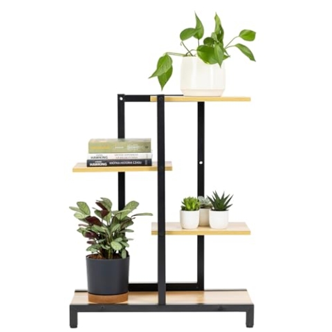 STRADO Blumenständer Metall Pflanzenständer Pflanzenregal Indoor| Blumenhocker Pflanzenhocker Blumensäule Pflanzregal | Blumentopf Ständer mit 4 Etagen