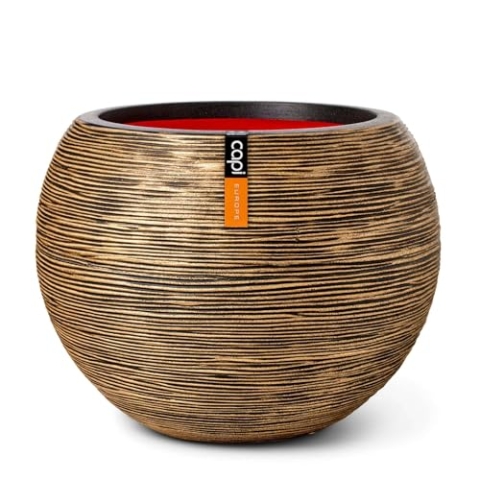 Capi Europe - Gefäß Kugel Rib NL - 62x48 - Gold - Öffnung Ø40 - Blumentopf für den Innen- und Außeneinsatz - Bruchsicher - 100% recycelbar - KBGR271