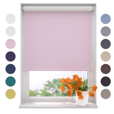 Radeco® Verdunkelungsrollo 150 x 190 cm rosa, Größen von 40 bis 240 Breite, ohne Bohren möglich, Rollo wandmontage, Rollo 150 cm breit, Fenster rollos für innen, rollos für Fenster