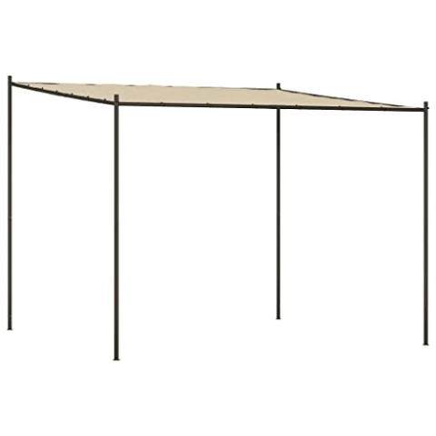 vidaXL Pavillon, Gartenpavillon Überdachung Stahlrahmen, Pergola Vordach für Terrasse Garten, Partyzelt Sonnnenschutz, Beige 3x3m 180g/m² Stoff Stahl